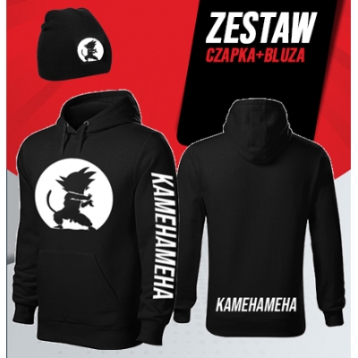 Zestaw KAMEHAMEHA BLUZA Z KAPTUREM + CZAPKA ZIMOWA